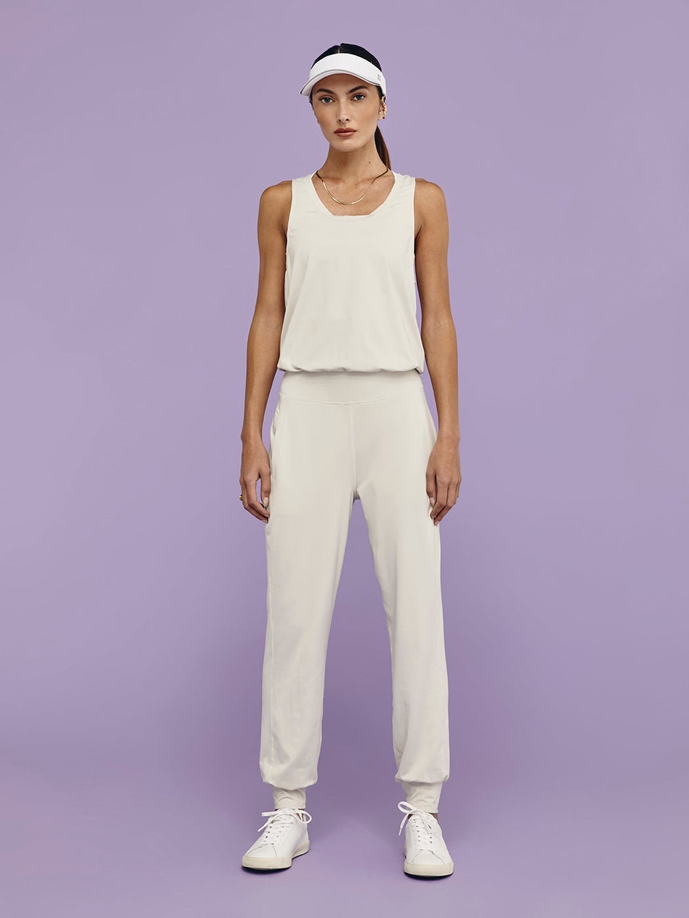 Sweaty Betty Gary Jumpsuit Pebble Beige Marble Size M